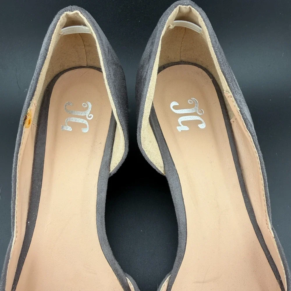 JG Womens Us 6 Pumps Smokey Gray Pointed Toe Comfort Slip On Wedge Heel Shoes